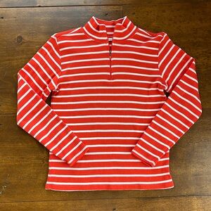 L.L. Bean Orange Striped Cotton 1/4 Zip Pullover Shirt